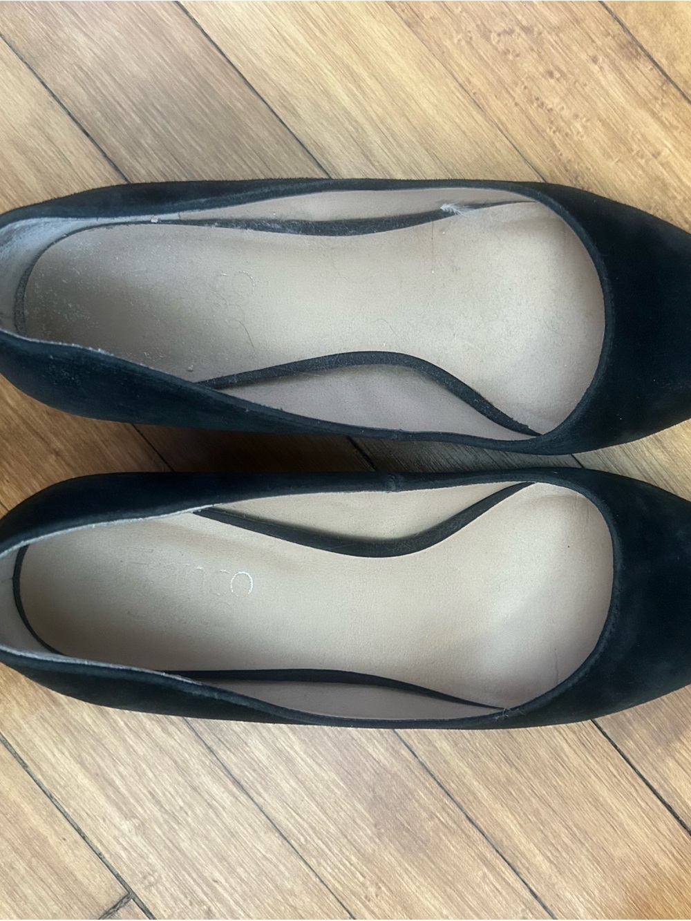 Franco Sarto Black Suede Heeled Flats